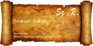 Szanyi Rabán névjegykártya